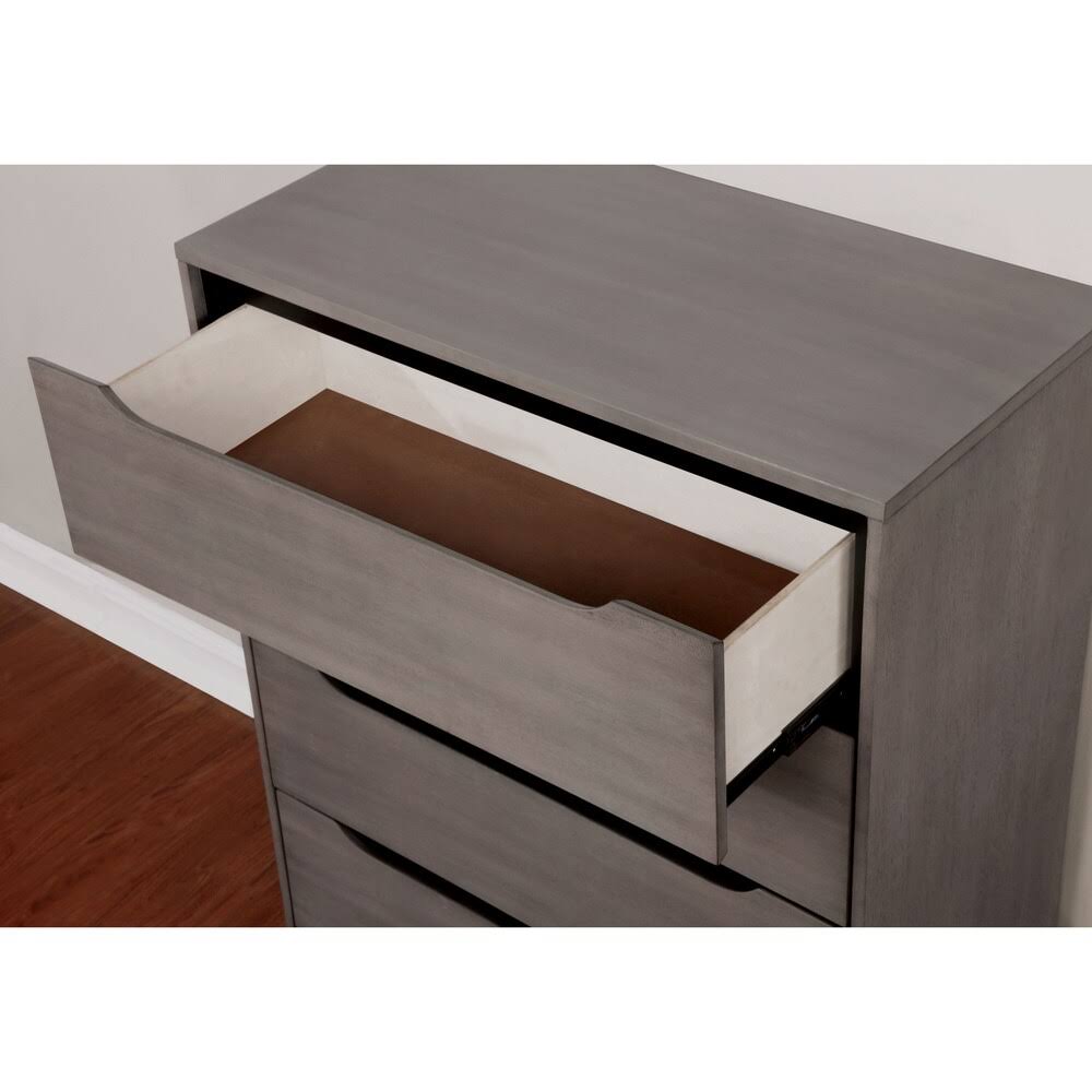 Grey Solid Wood 4-Drawer Chest I179