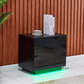 Black 2 Drawer LED Nightstand O79084