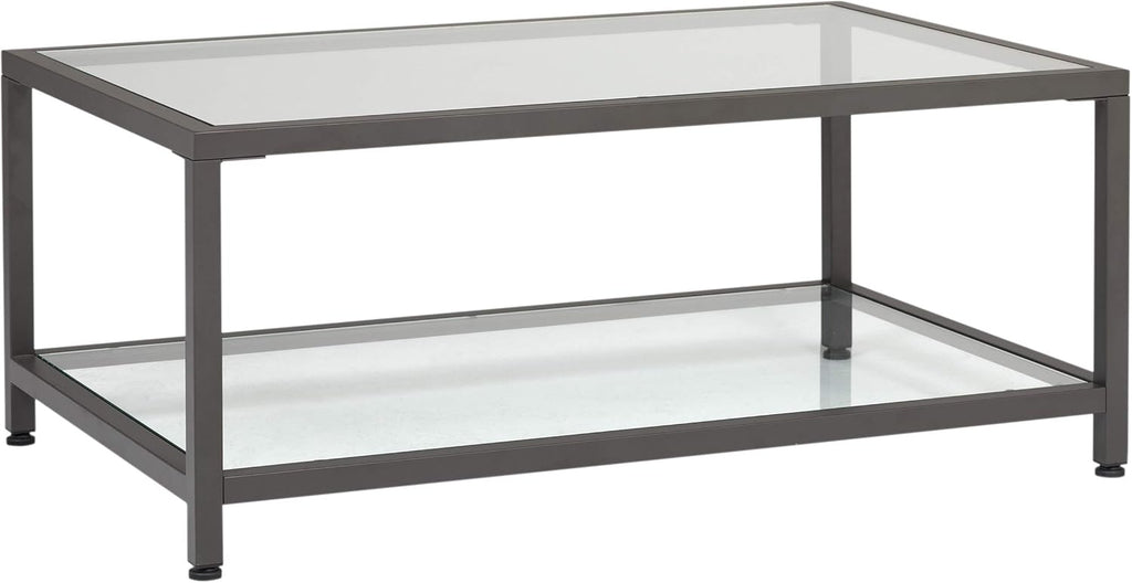Pewter End Table with Clear Glass C997