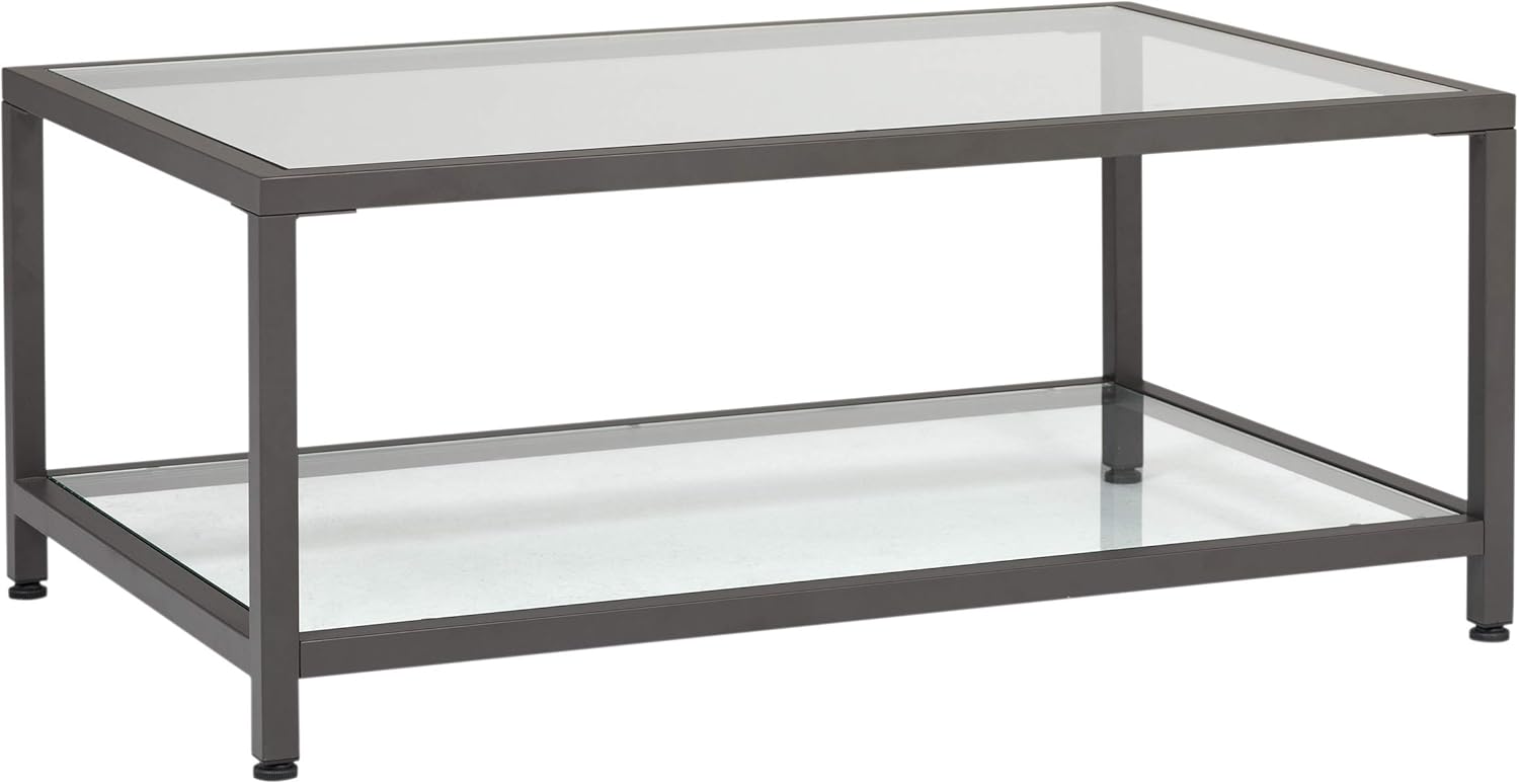 Pewter End Table with Clear Glass C997