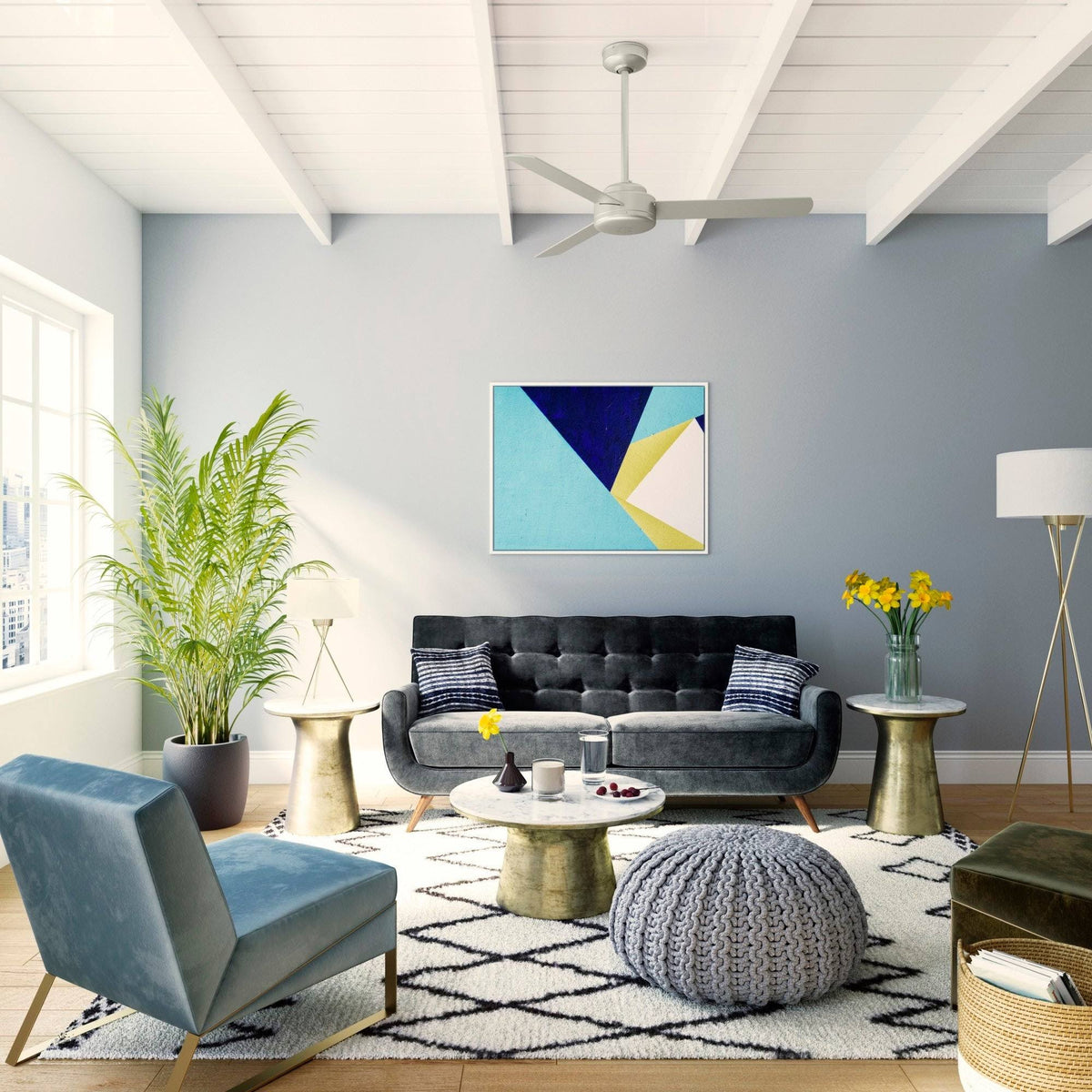 Matte White Ceiling Fan with Wall Control T259801