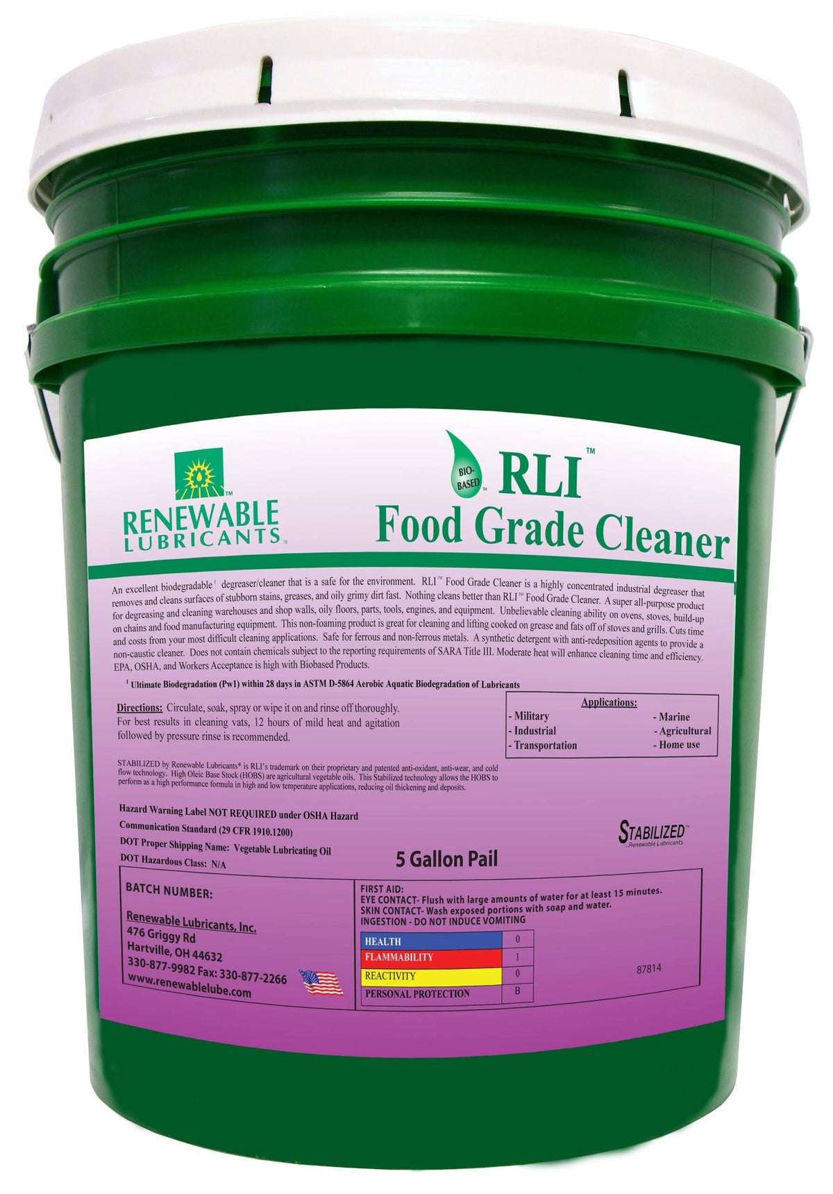 Food Grade Cleaner, 5 Gallon Pail R855