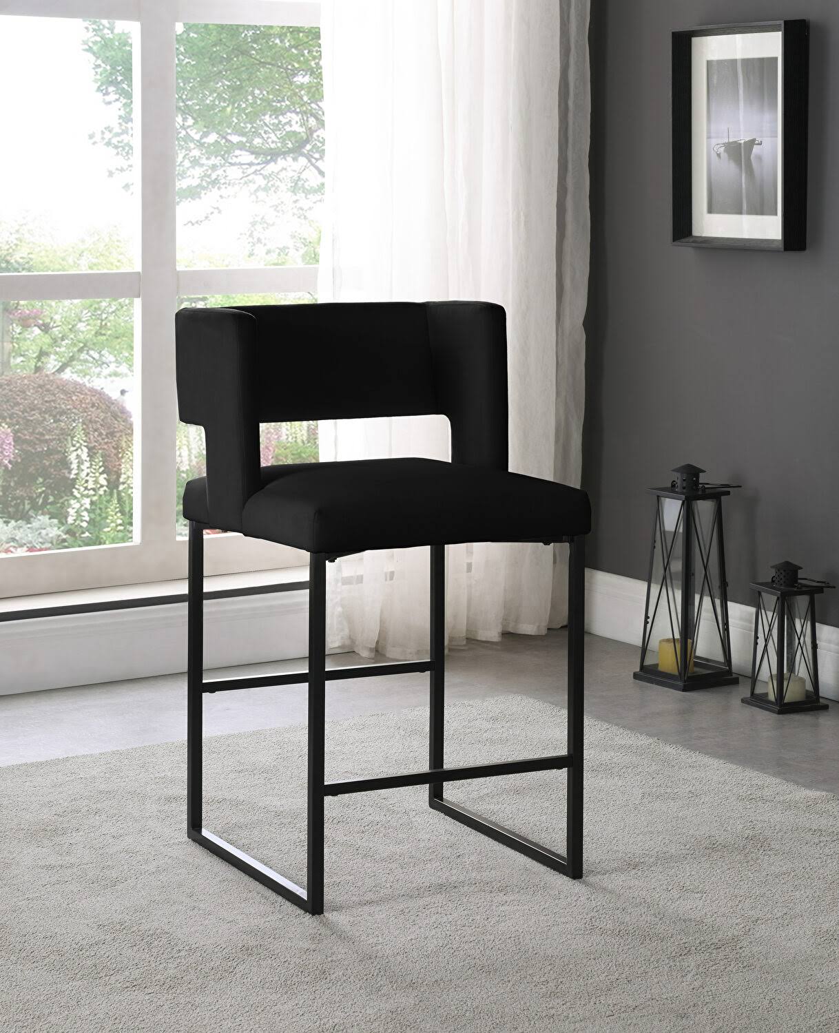 Black Velvet Counter Stool (Set of 2) K6676