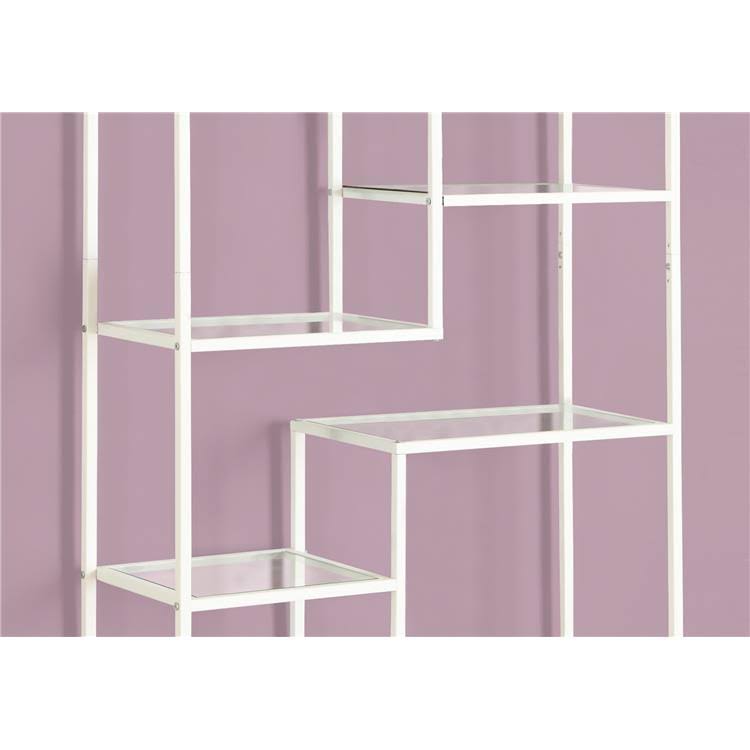 White Clear Tempered Glass Metal Bookcase L145