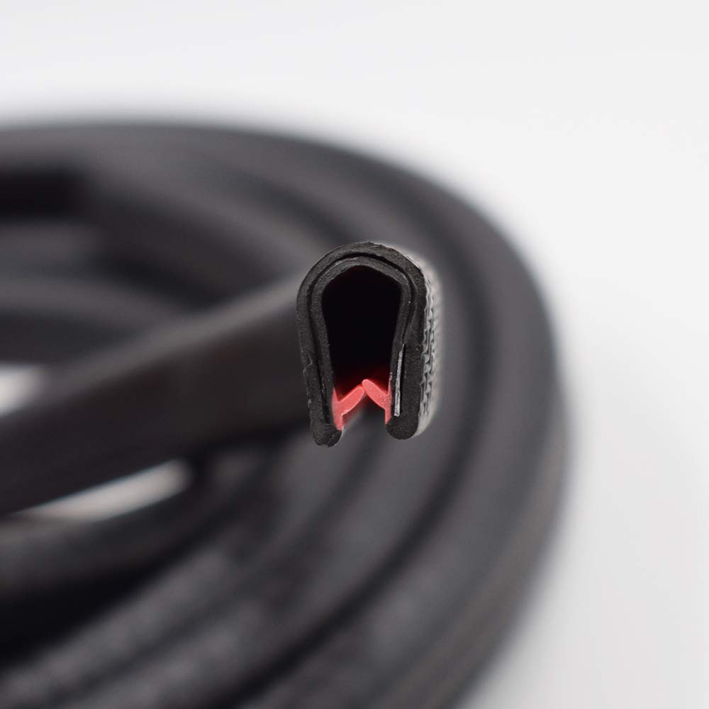 Black PVC Rubber U Edge Trim Weather Strip Protector, 21 FT, Pack of 2 B43429