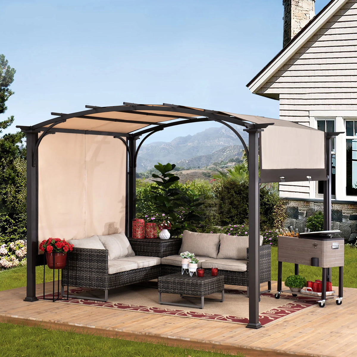 Adjustable Arched Steel Pergola Q75949