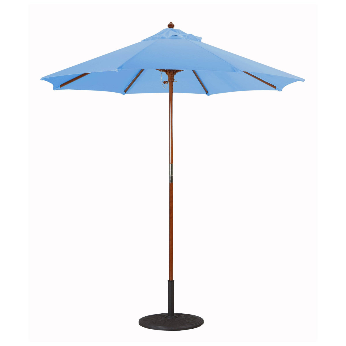 7.5 ft. Dark Wood Cafe Jockey Red Sunbrella Umbrella U5869