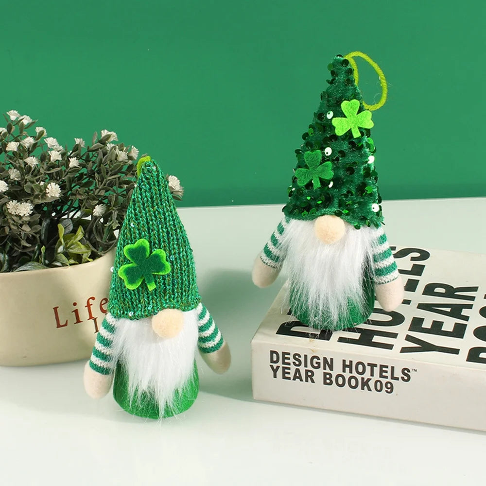 2 Pack St Patricks Day Gnome Plush Elf Decorations Table Decor Ornament Dwarf Figurines Green Handmade Faceless Gnome T3958