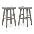 Antique Gray Wood Saddle Stool (Set of 2) F1742