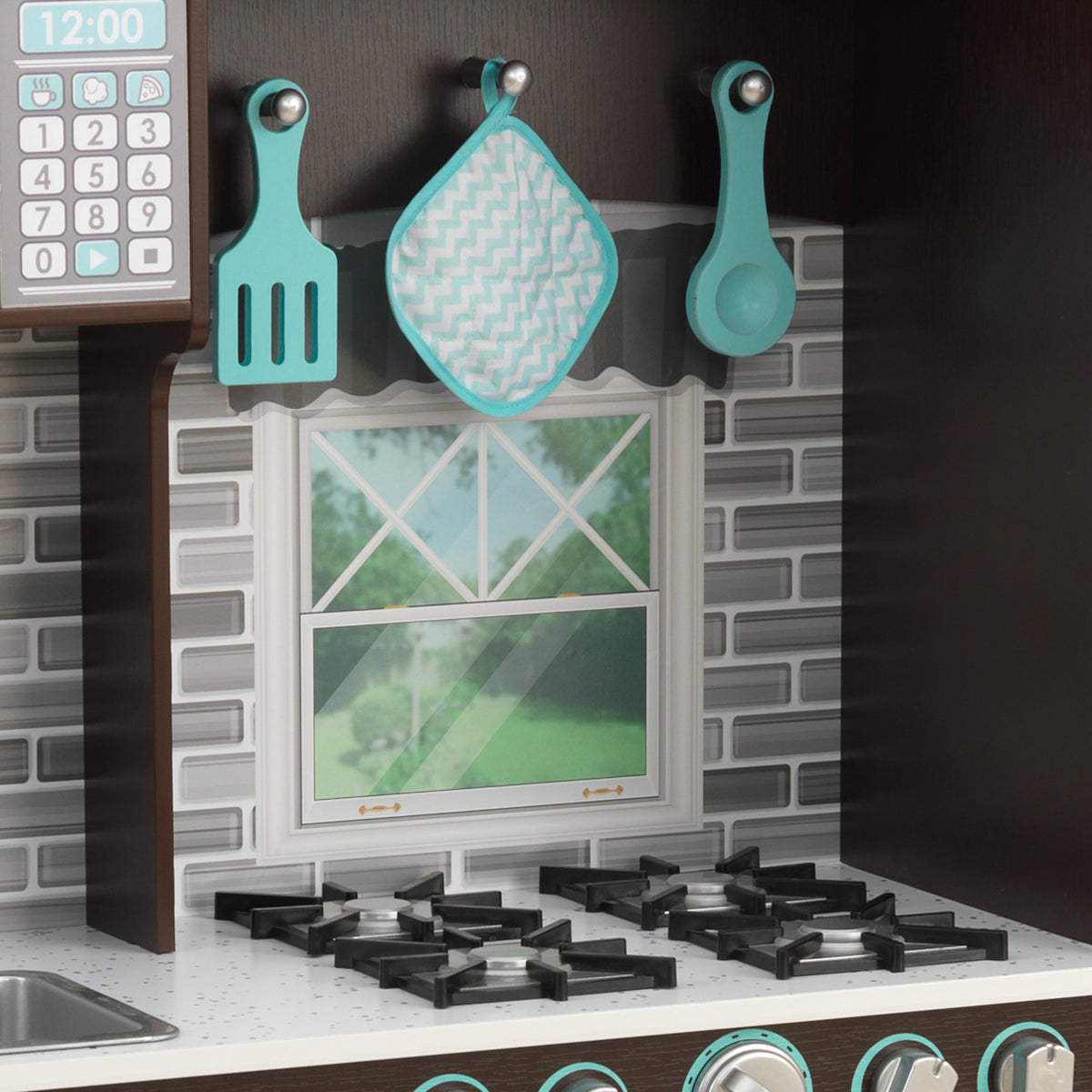 Espresso Wooden Kitchen with 4 Accessory Pieces V7738