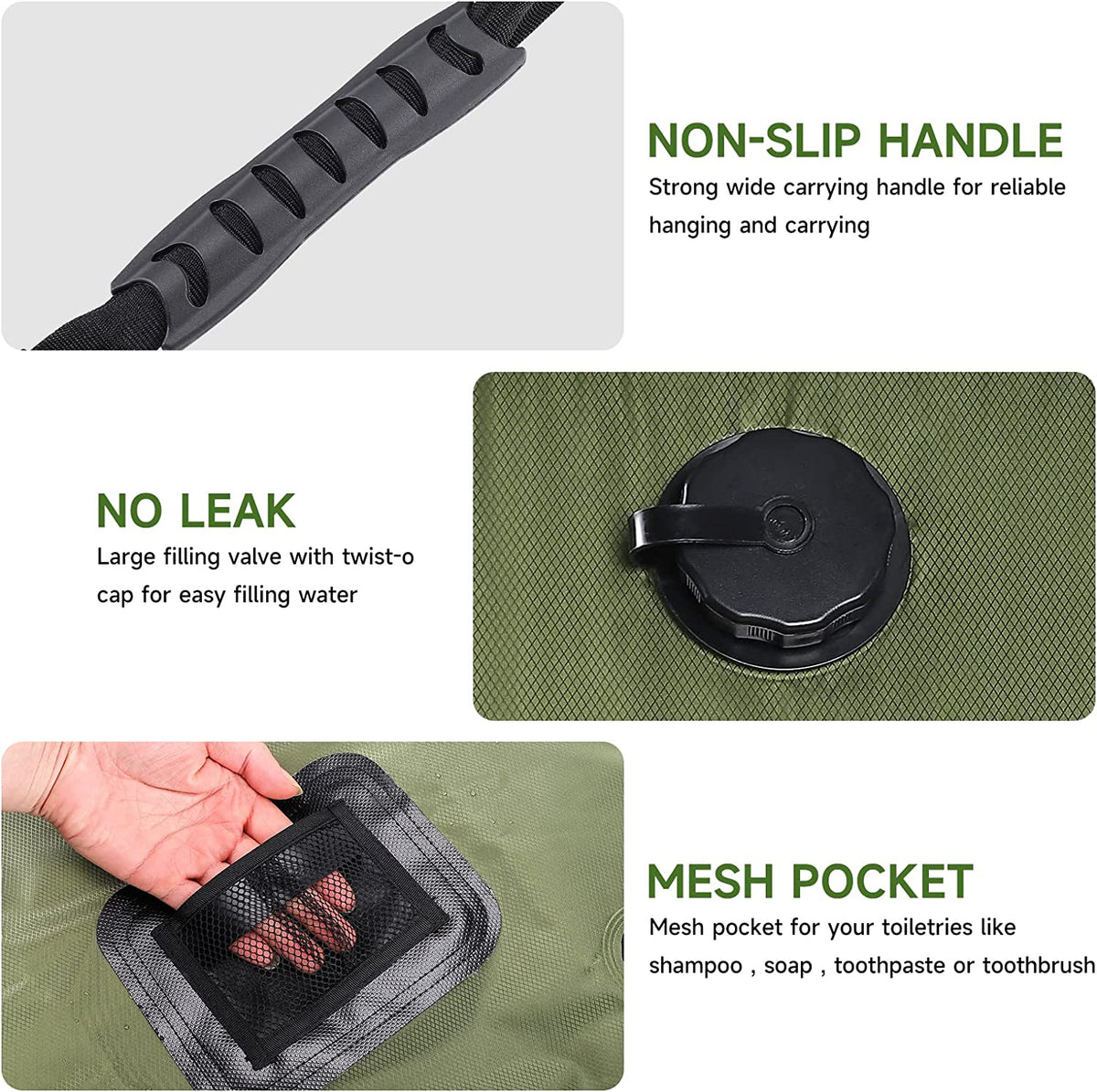 Solar Heating Camping Shower Bag with Removable Hose M29938