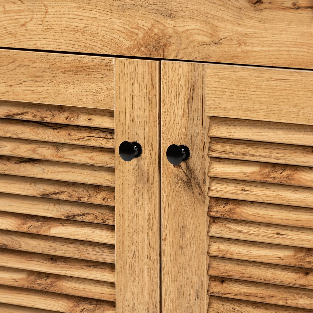 Modern Oak Brown Finished Wood Buffet and Hutch Cabinet H235