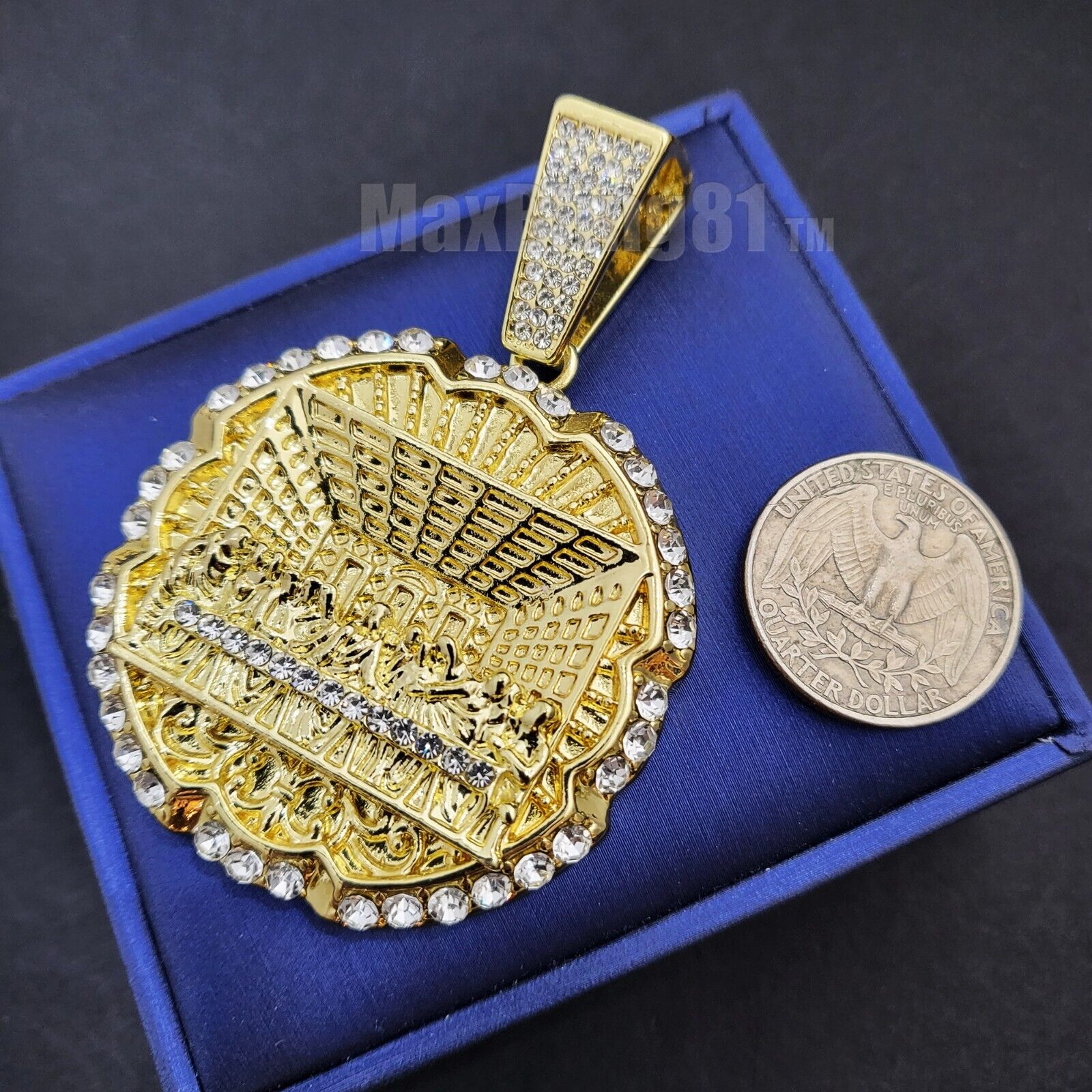 Cubic Zirconia Pendant & 15mm Iced Cuban Chain Necklace J6870