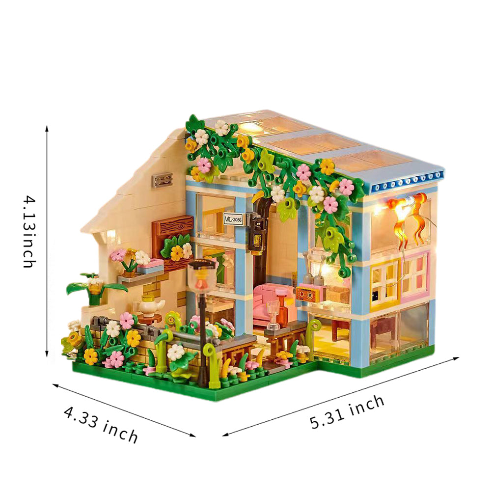 Dollhouse Miniature with Flower Shop, DIY Wooden Crafts Christmas Kit G48248