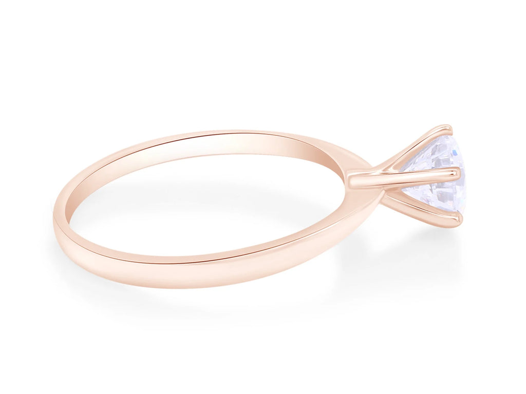 14K Rose Gold Over Sterling Silver Moissanite Solitaire Engagement Ring E826