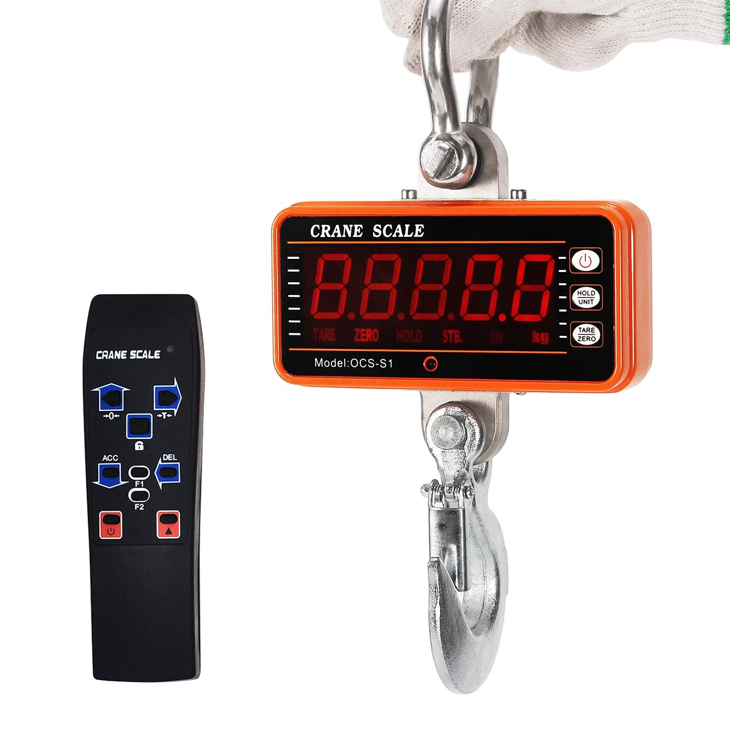 Digital Crane Scale 1000kg/2000lb Heavy Duty Hanging Scale with Remote Control LED Display G1875