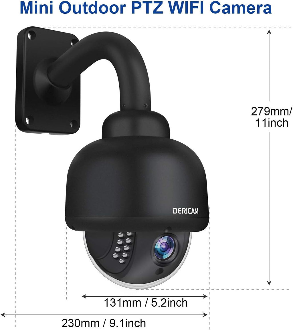 Black Outdoor WiFi PTZ Security Camera with 4X Optical Zoom and 32GB Memory Card R99683