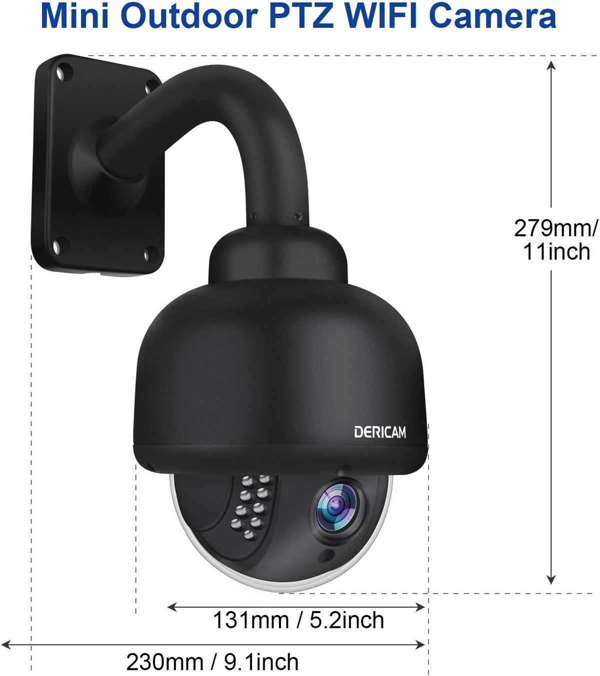 Black Outdoor WiFi PTZ Security Camera with 4X Optical Zoom and 32GB Memory Card R99683