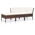 3 Piece Poly Rattan Patio Sectional Sofa Set with Ottoman T9994