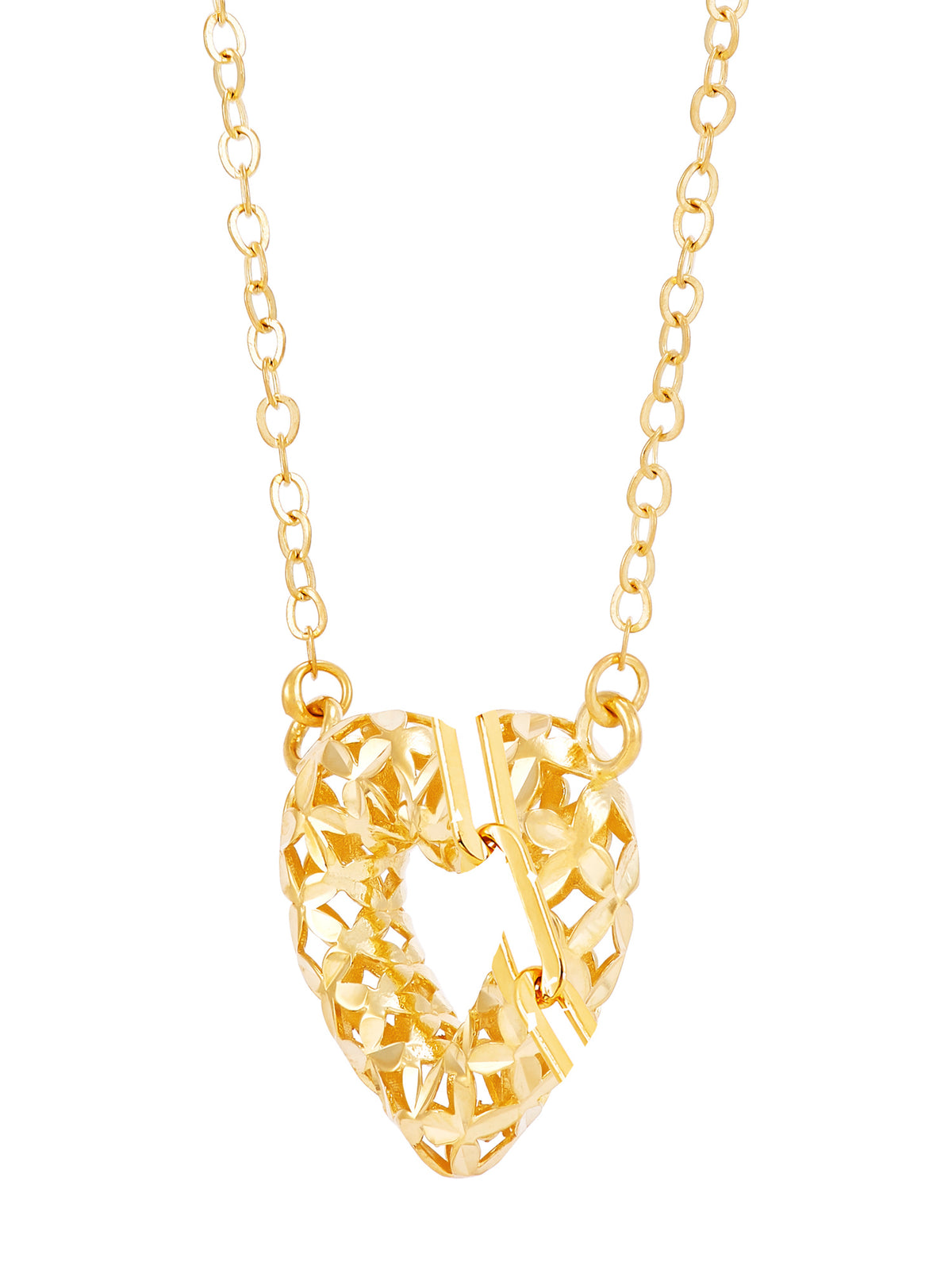 Sterling Silver and 14KT Gold Plated Open Heart Adjustable Necklace V99484