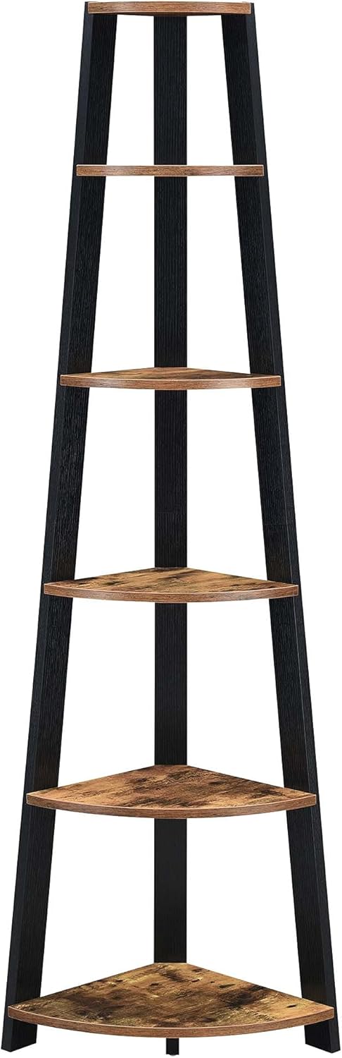 White 5 Tier Corner Bookcase Y513594