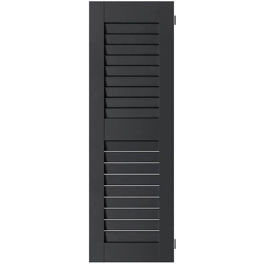 18 in. x 65 in. Black Louvered Shutters Pair J524611