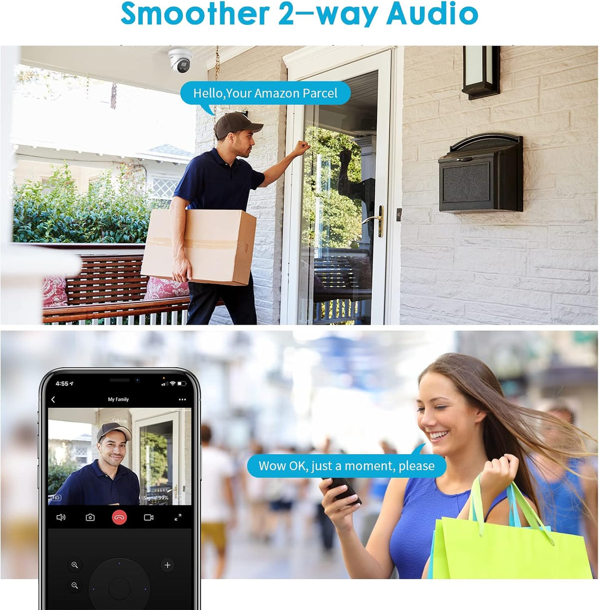 4K Turret Security Camera with Two-Way Audio and Night Vision E129