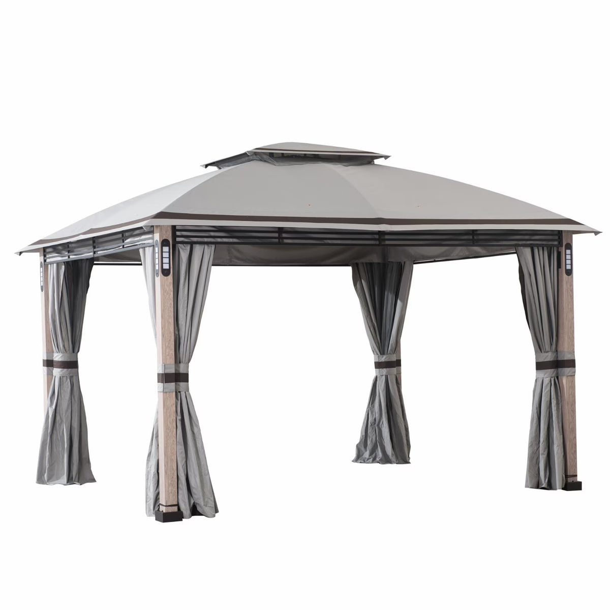 10 x 13 ft. Powder-coated Steel Frame 2-Tier Gazebo with LED Lighting and Bluetooth Sound U178