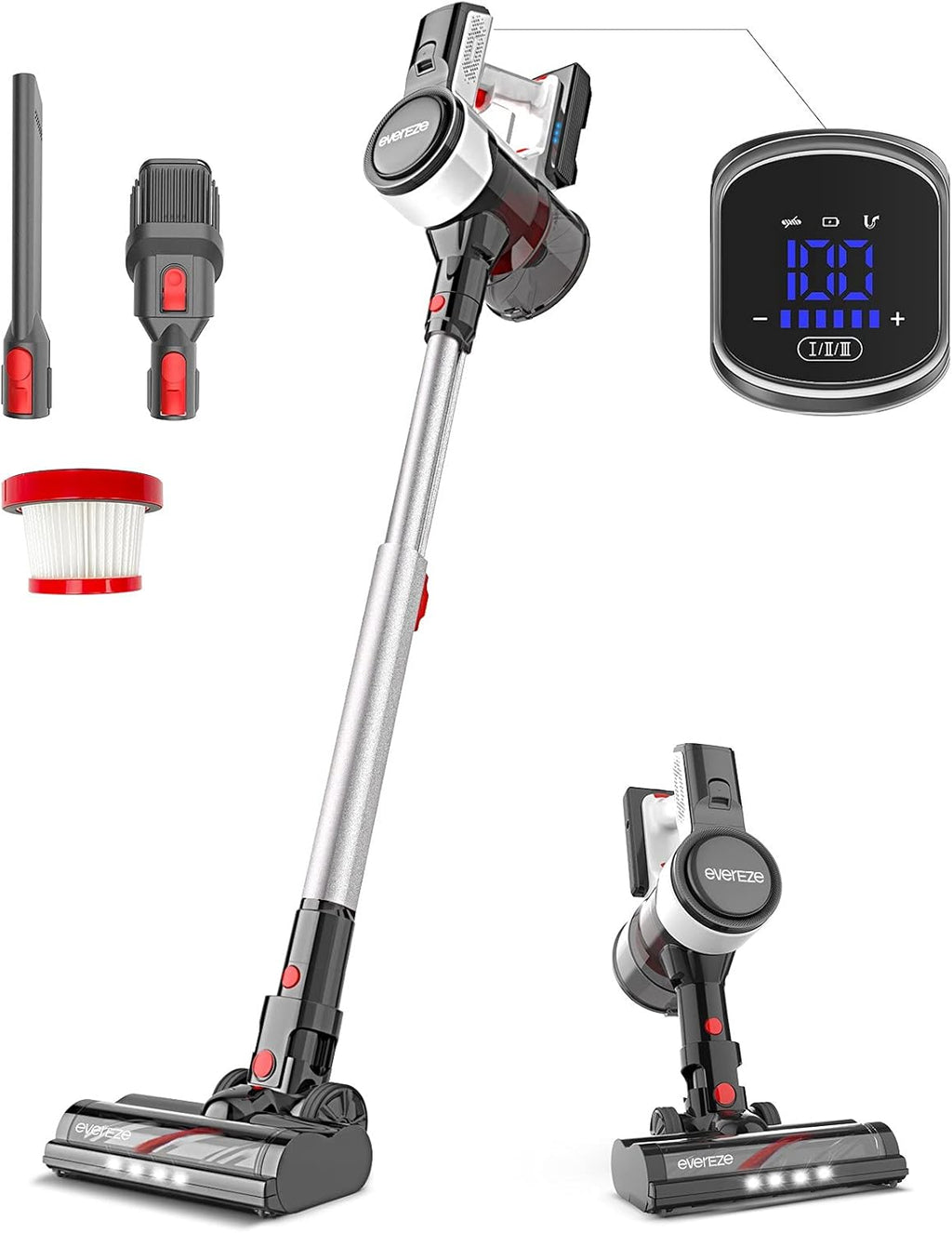 Cordless Stick Vacuum with 2 Detachable Batteries, 280W 25KPa, 100 Mins Runtime T98212
