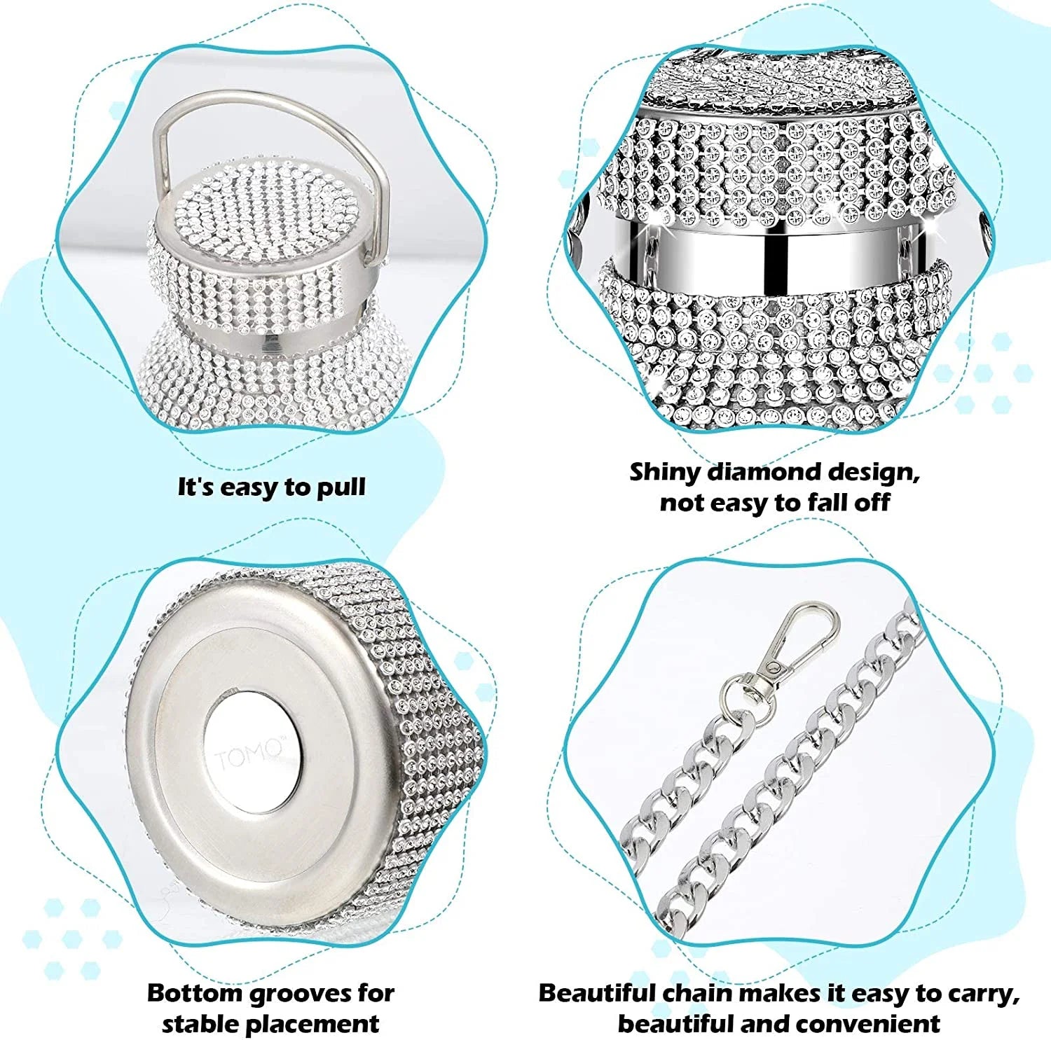 Silver Stainless Steel Insulated Water Bottle with Chain K455