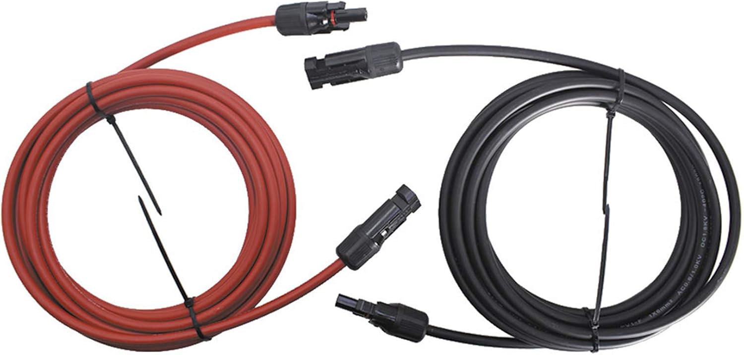 Black + Red 10 Gauge Solar Panel Extension Cable with Connector Pack of 2 A75327