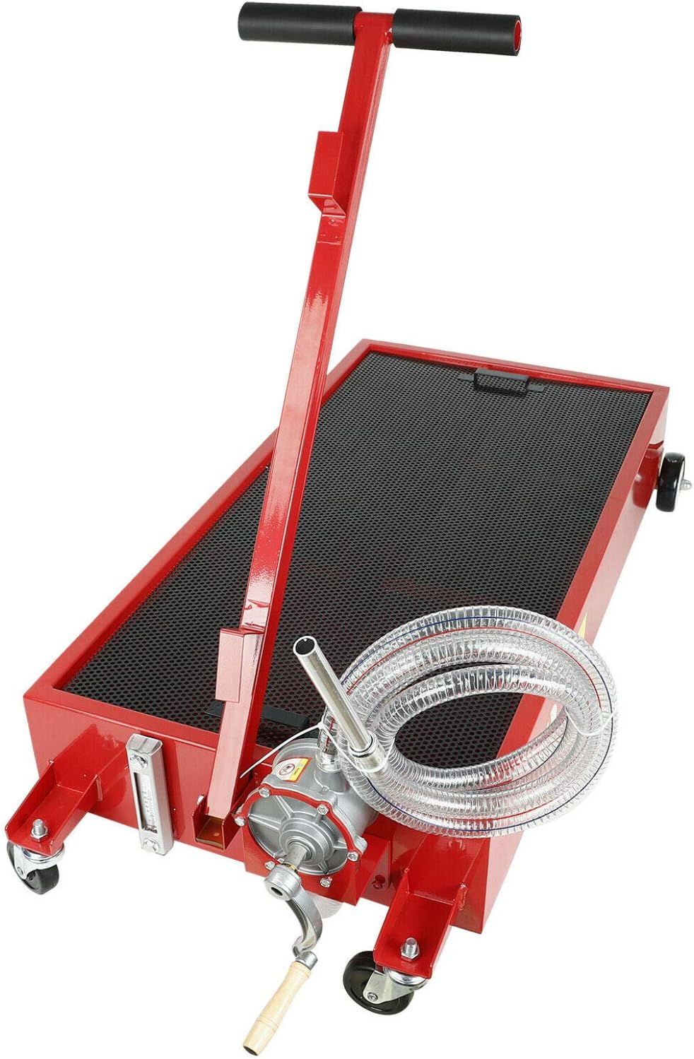17 Gallon Low Profile Roll Around Oil Drain Pan with 110V Electric Pump 8FT Hose I8990