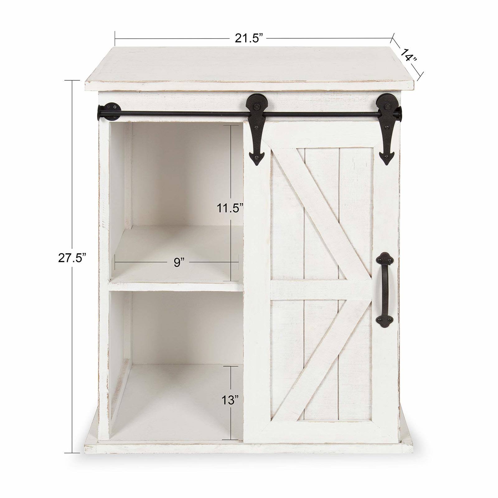Antique White Wooden Freestanding Storage Cabinet with Sliding Barn Door P679749