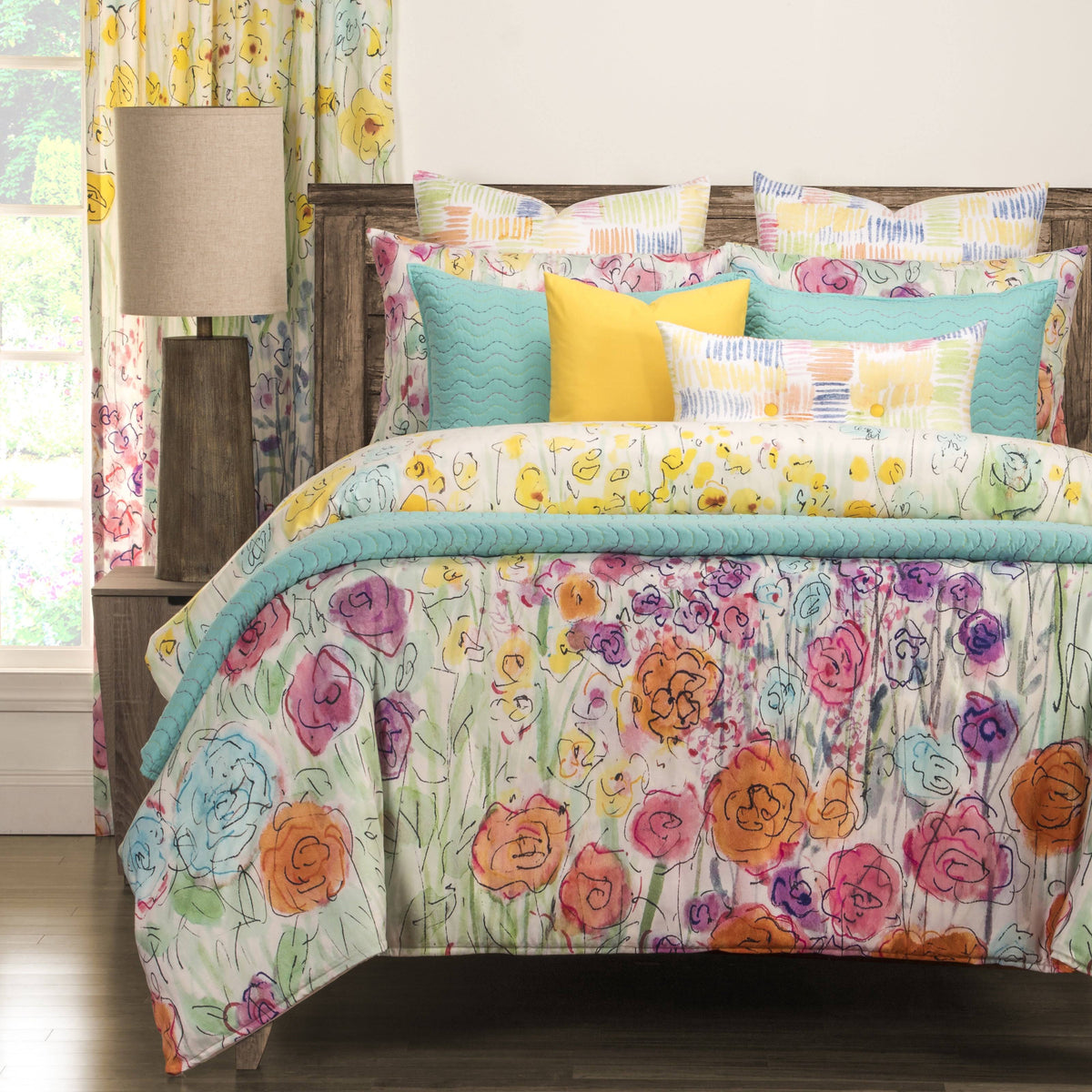 Queen Floral 6-Piece Duvet Cover Set B564