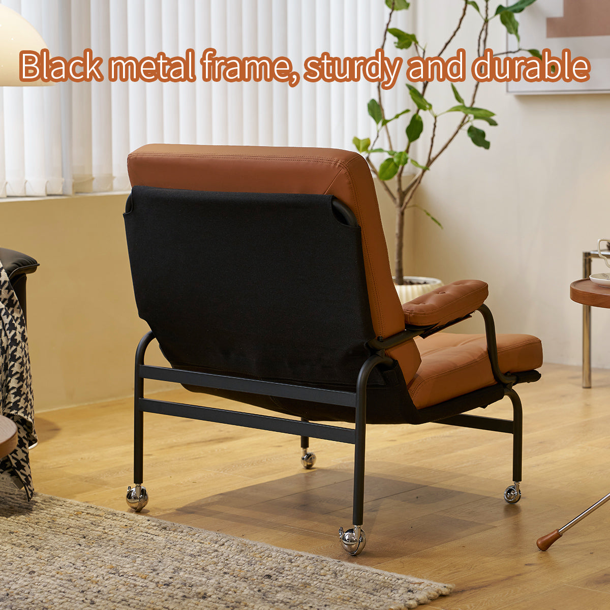 Bonded Leather High Back Accent Chair with Metal Legs K744227