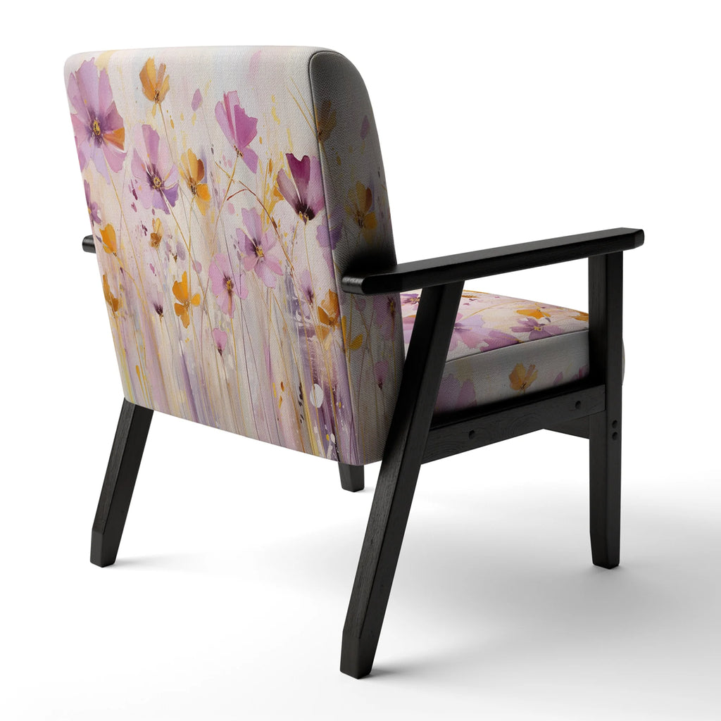 Pink Whimsical Wildflowers II Upholstered Accent Chair Q7359