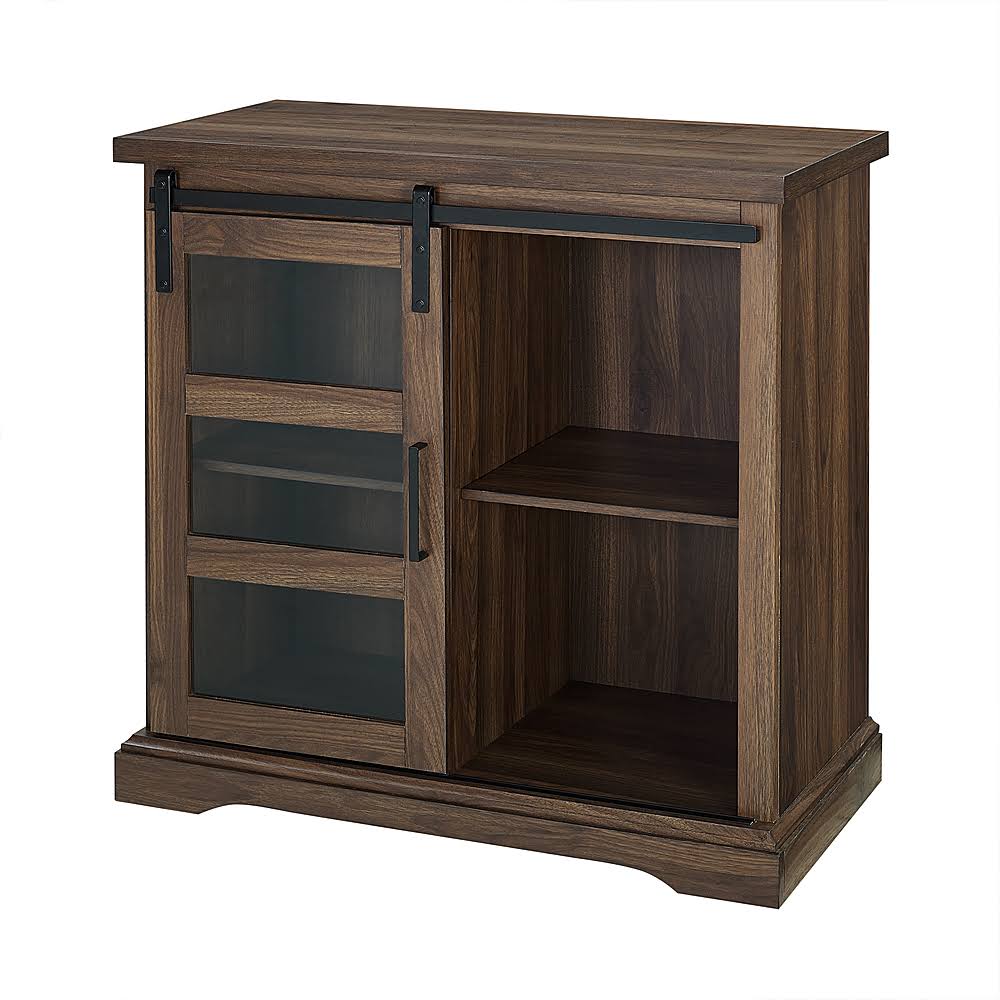Dark Walnut Sliding Glass Door Buffet Cabinet V49254