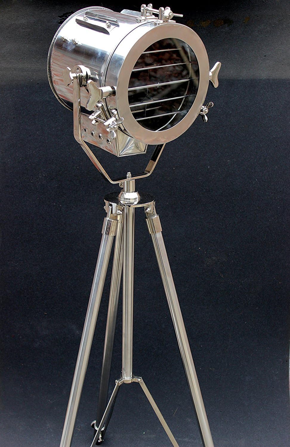 Chrome & Silver Finish Steel Tripod Floor Lamp F95162