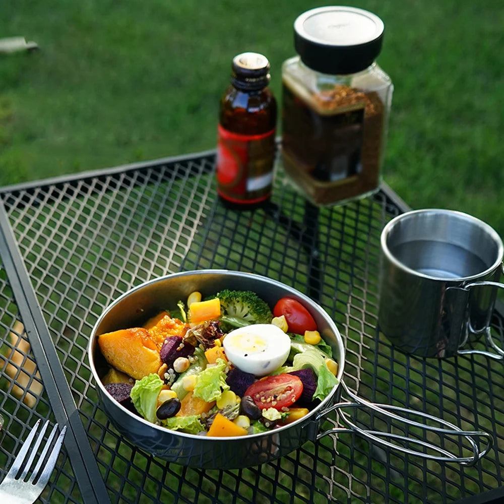 5pcs Stainless Steel Camping Cookware Set Y986