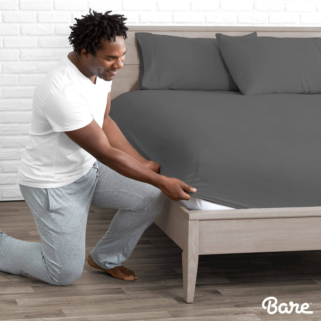 5-Pack Microfiber Fitted Bottom Sheets, Deep Pocket - Split King - Taupe P95002