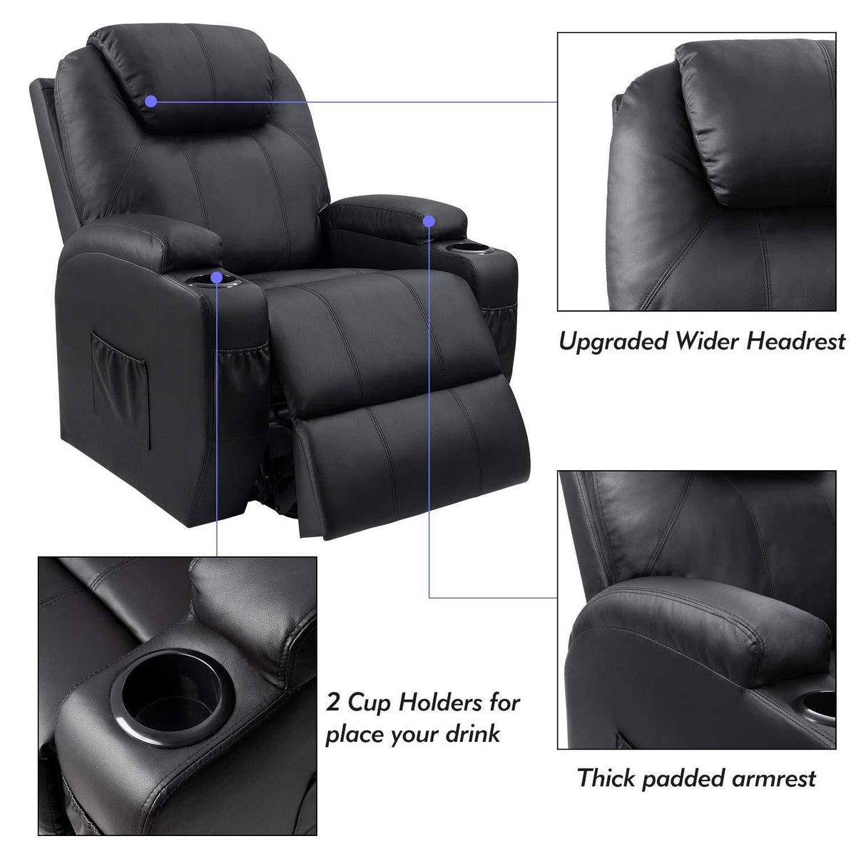Black Power Lift Recliner with Massage and HEAT Y632