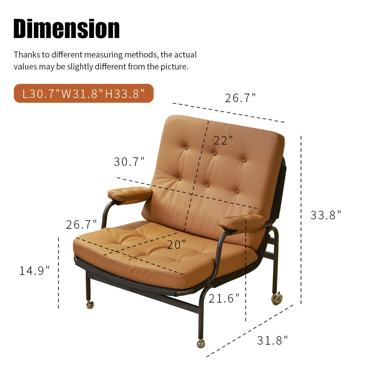 Bonded Leather High Back Accent Chair with Metal Legs K744227