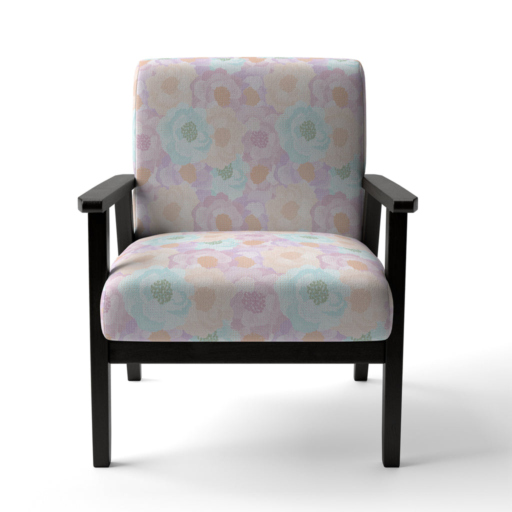 Blue and Pink Roses Upholstered Accent Chair and Arm Chair Q476706