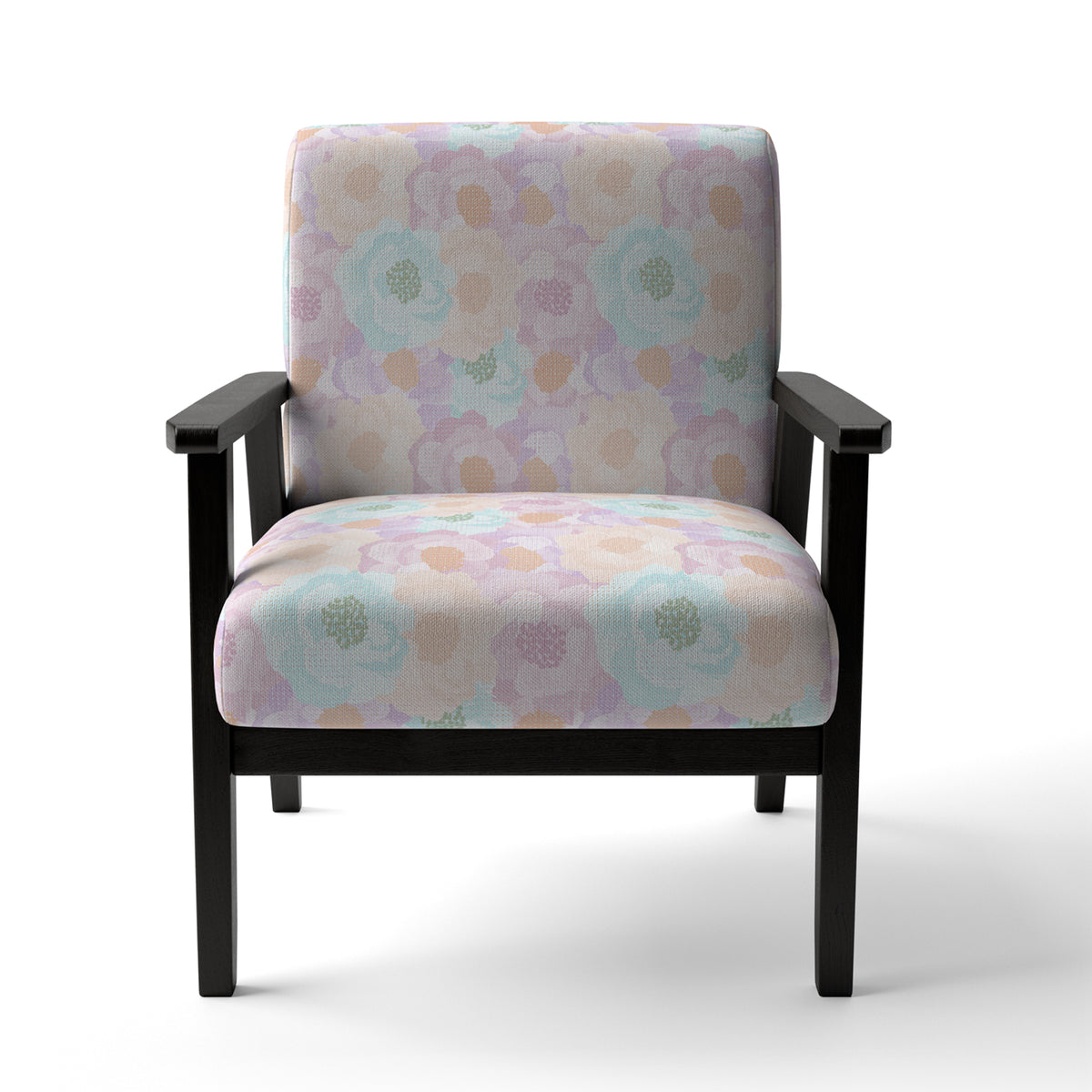 Blue and Pink Roses Upholstered Accent Chair and Arm Chair Q476706