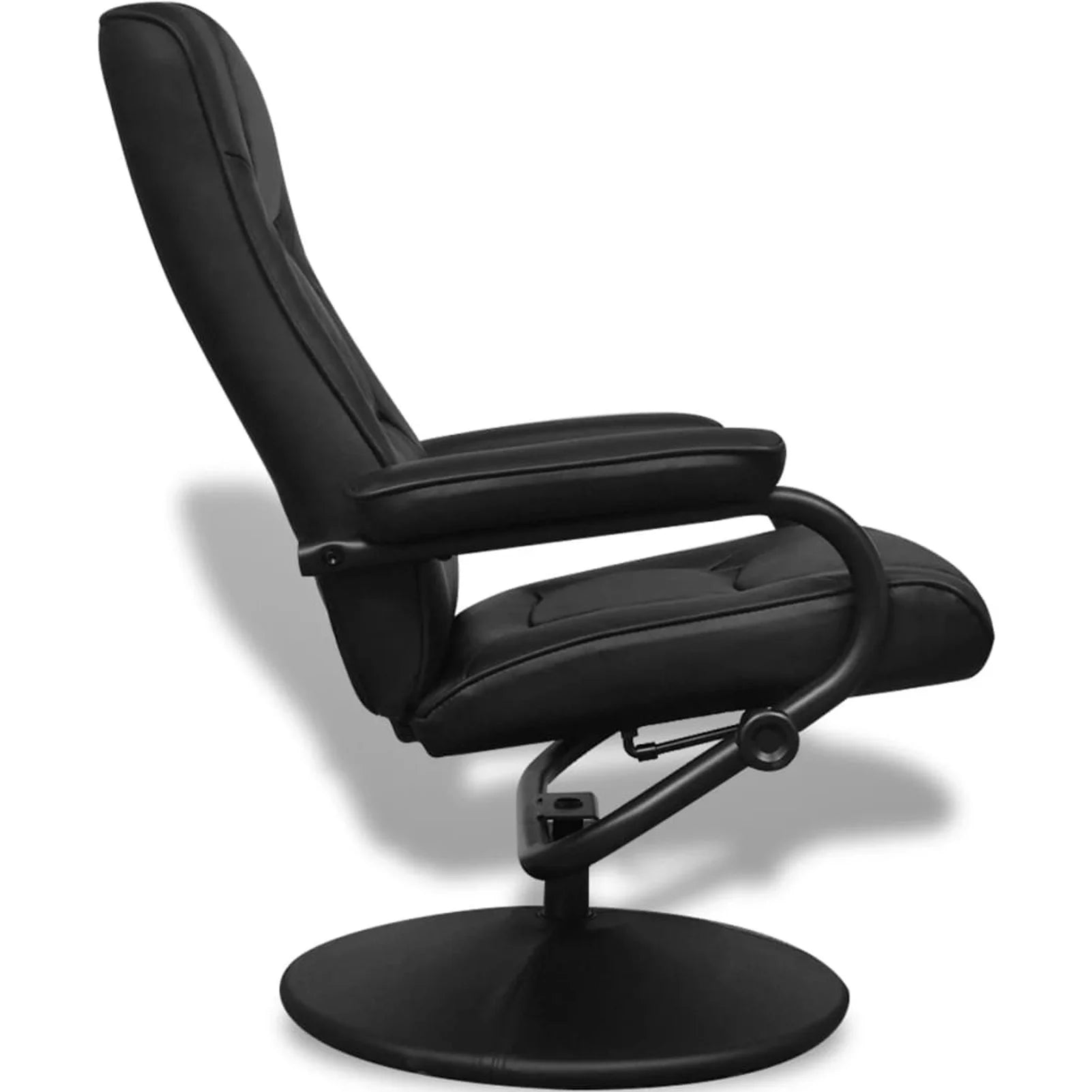 Black Faux Leather Adjustable Recliner Chair with Footstool B62770