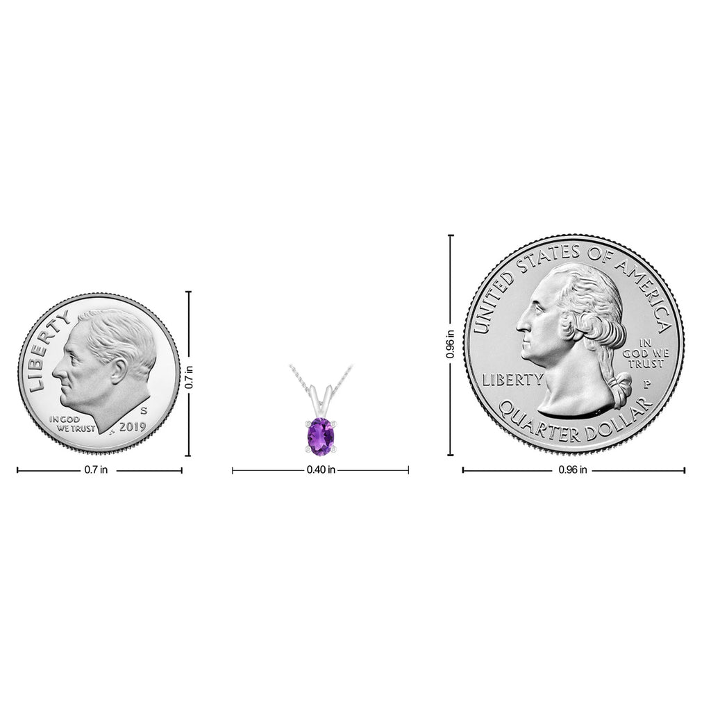 Oval Amethyst 10K White Gold Solitaire Pendant Necklace S162