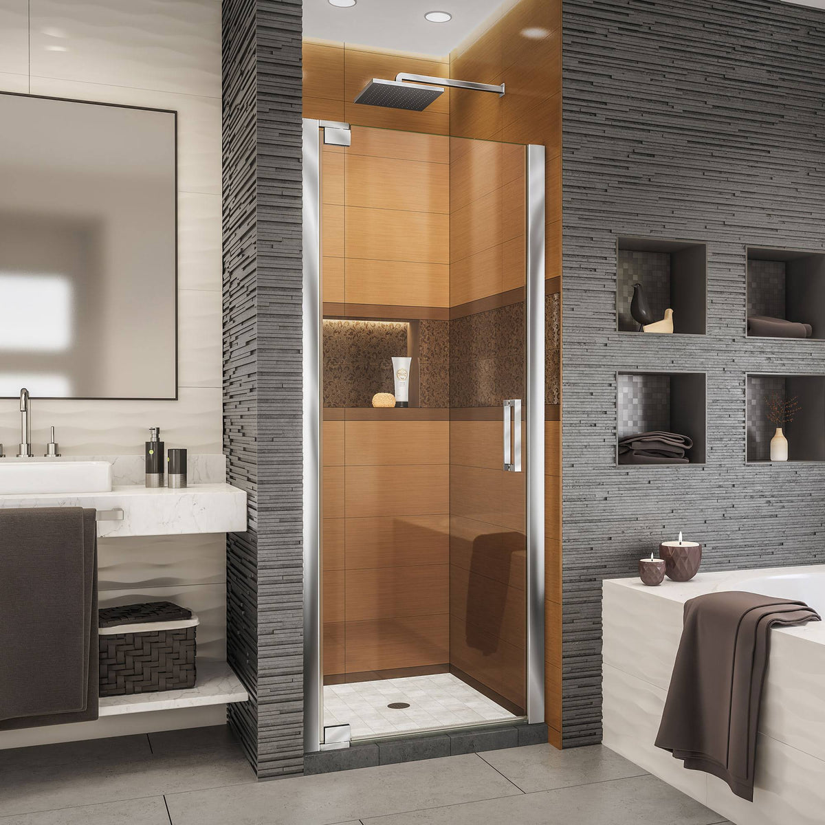 Frameless Pivot Shower Door, Chrome R32528