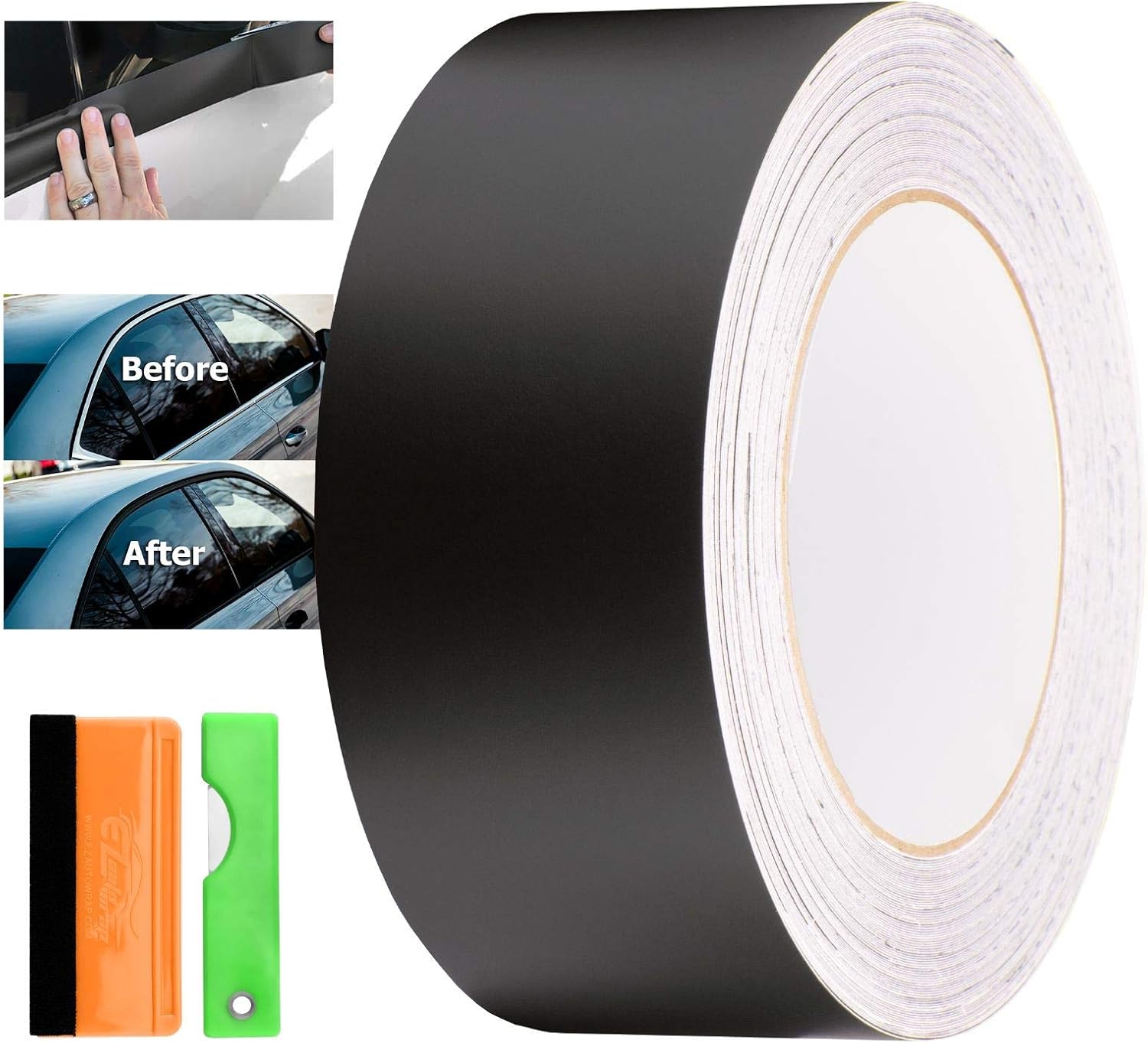 Matte Black Vinyl Wrap Kit 2" x100Ft Pack of 2 O255