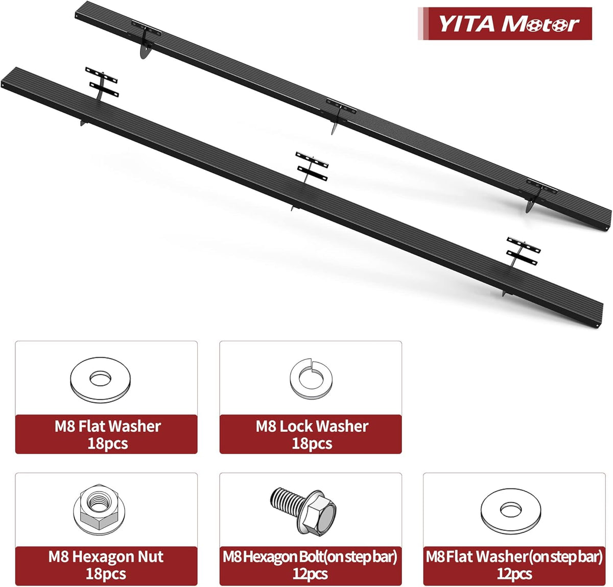 Aluminum Black Side Steps Running Boards Y47826