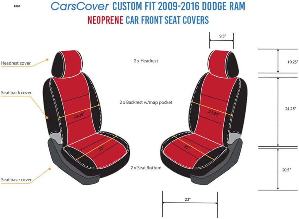 Red Rose & Black Neoprene Front Seat Covers U1058